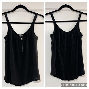 EXPRESS Zipper Tank Top Black Gold Size XS